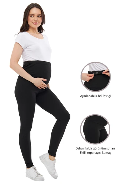 Luvmabelly MYRA8140 Toparlayıcı Fitilli Mevsimlik Beli Ayarlanabilir Hamile Tayt ürün görseli 1