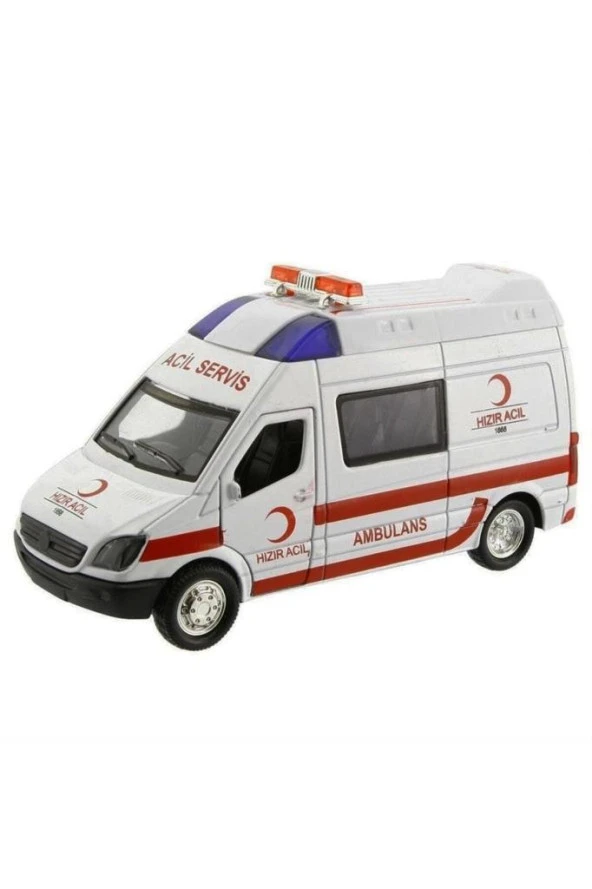 Birlik Oyuncak Işıklı Metal Çekbırak Ambulans FY5058SA-12D ürün görseli 1