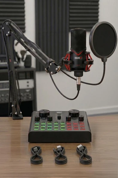 Midex GMX-1 Record Set Condenser Mikrofon Ses Kartı Canlı Yayın Paketi (Telefon ve PC) ürün görseli 1
