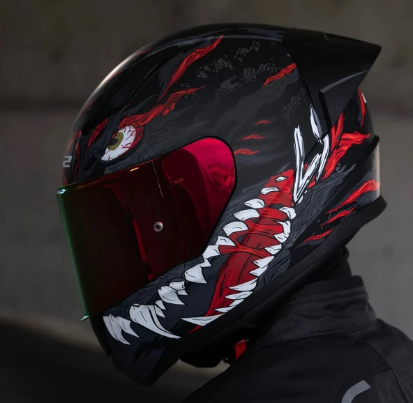 LS2 Rapıd 2 Race Kaıju Fullface Motosiklet Kaskı Kırmızı Camlı ürün görseli 1