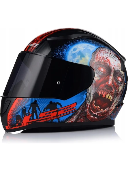 LS2 Rapıd 2 Zombıe Fullface Motosiklet Kaskı Siyah Camlı ürün görseli 1