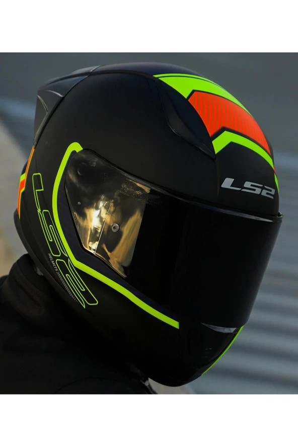Ls2 Rapıd 2 Race Extra Mat Neon Sarı Fullface Motosiklet Kaskı Siyah Camlı ürün görseli 1