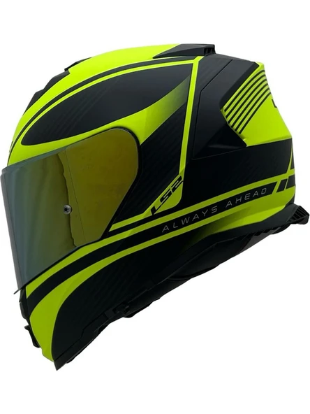 LS2 Storm 2 Dodger Neon Sarı Kapalı Motosiklet Kaskı Gold Camlı ürün görseli 1