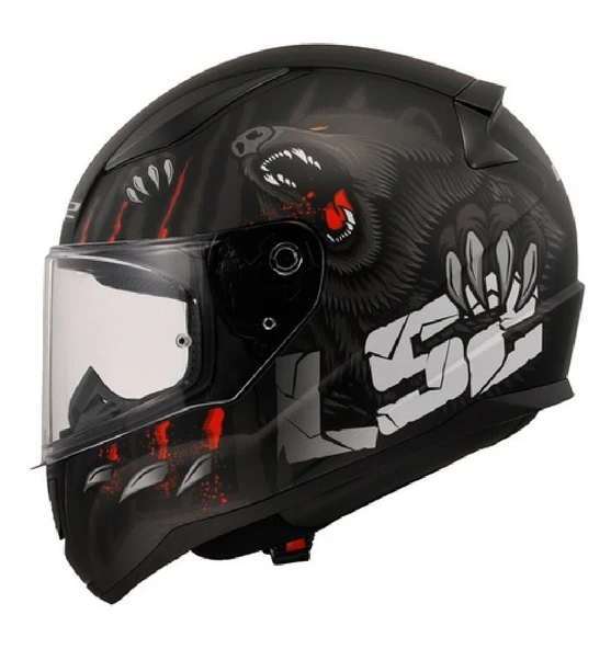 LS2 Rapıd 2 Clawn Mat Siyah-Gri-Kırmızı Full Face Motosiklet Kaskı ürün görseli 1
