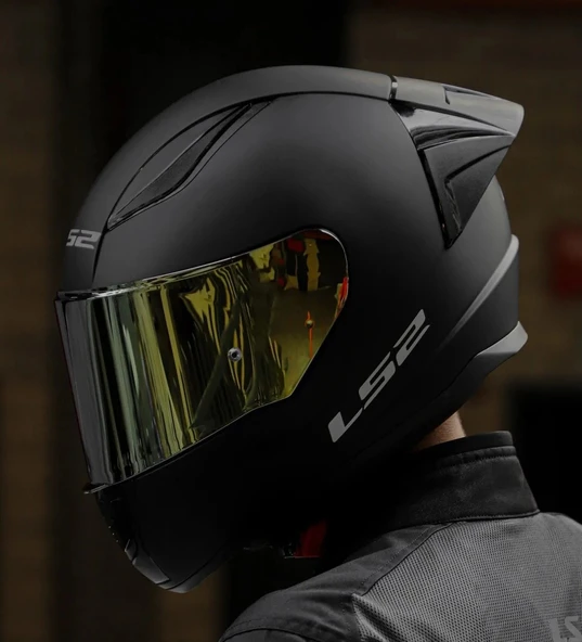 LS2 Rapıd 2 Race Mat Siyah Fullface Motosiklet Kaskı Gold Camlı ürün görseli 1