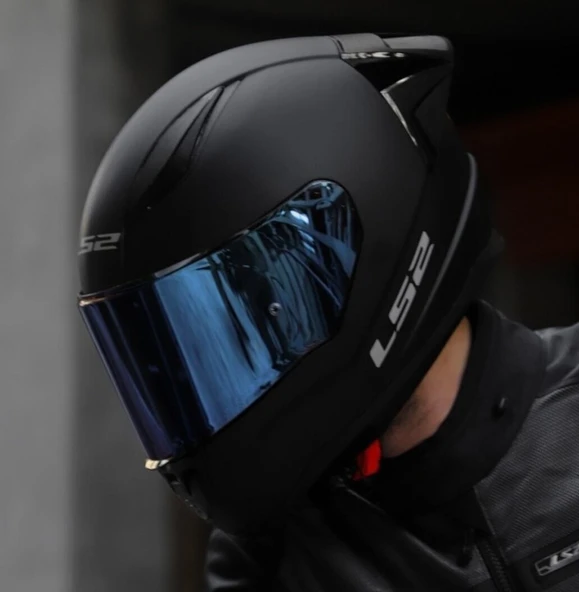 LS2 Rapıd 2 Race Mat Siyah Fullface Motosiklet Kaskı Mavi Camlı ürün görseli 1