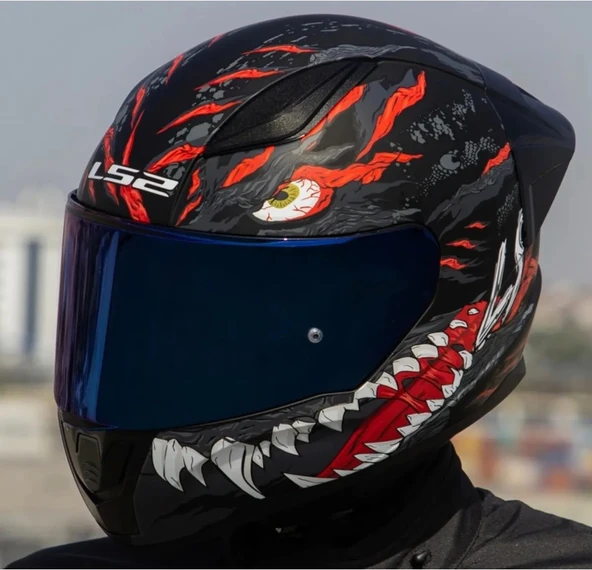 LS2 Rapıd 2 Race Kaıju Fullface Motosiklet Kaskı Mavi Camlı ürün görseli 1