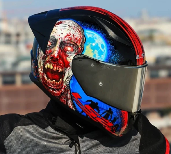 LS2 Rapıd 2 Race Zombıe Fullface Motosiklet Kaskı Gri Camlı ürün görseli 1