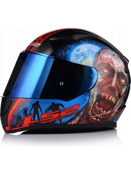 LS2 Rapıd 2 Zombıe Fullface Motosiklet Kaskı Mavi Camlı ürün görseli 1