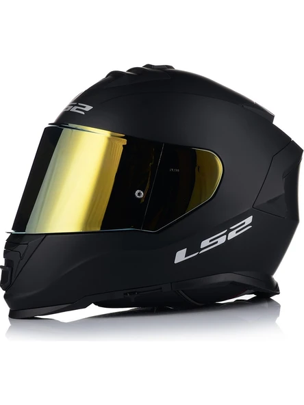 LS2 Storm 2 Mat Siyah Kapalı Motosiklet Kaskı Gold Camlı ürün görseli 1