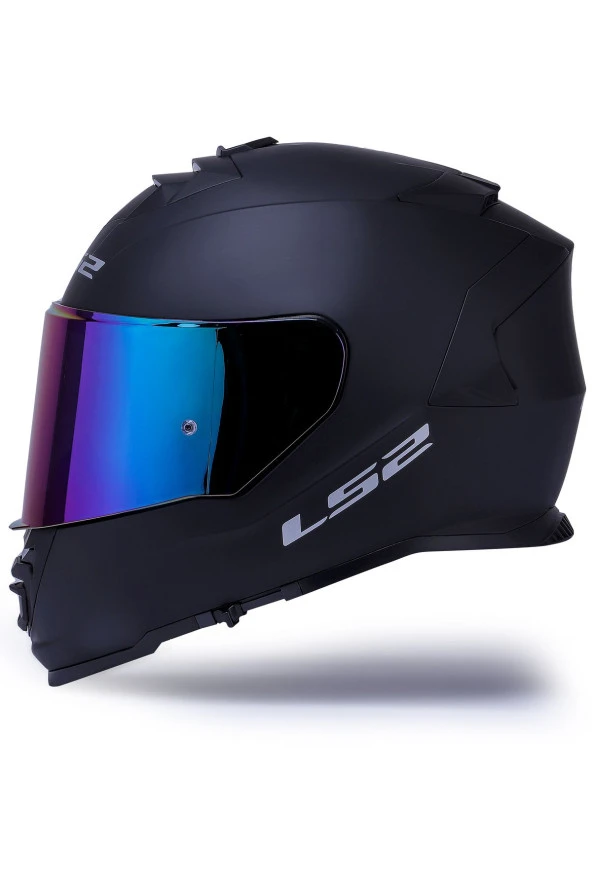 Ls2 Storm 2 Mat Siyah Kapalı Motosiklet Kaskı Gökkuşağı Camlı ürün görseli 1