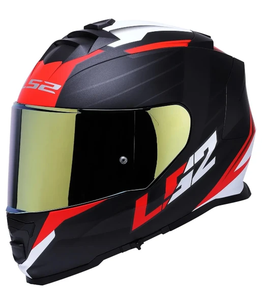 LS2 Storm 2 Nerve Kırmızı Kapalı Motosiklet Kaskı Gold Camlı ürün görseli 1