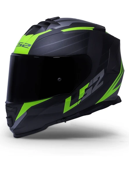 LS2 Storm 2 Nerve Neon Sarı Kapalı Motosiklet Kaskı Siyah Camlı ürün görseli 1
