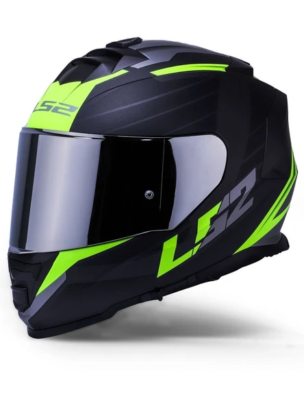 LS2 Storm 2 Nerve Neon Sarı Kapalı Motosiklet Kaskı Gri Camlı ürün görseli 1