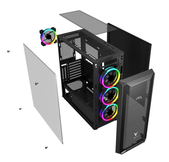 GAMERS ARENA VENTO VG16AL MESH 4x120MM RGB FAN E-ATX GAMING KASA - Resim 6