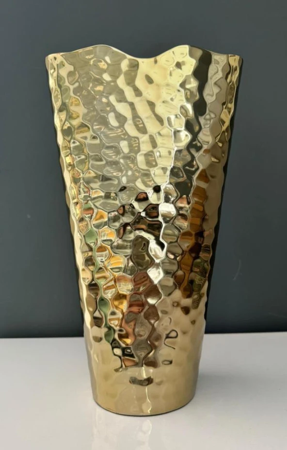 LAMEDOR CLARA GOLD LARGE FLOWER VASE 25X10X41 CM ürün görseli 1