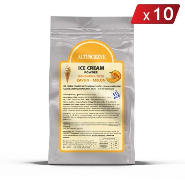 Altıncezve Dondurma Tozu Kavunlu 1.300 Gr x 10 Adet - (5L Süt) ürün görseli 1