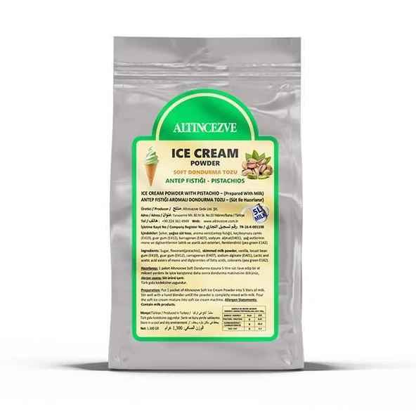 Altıncezve Dondurma Tozu Antep Fıstıklı 1.300 Gr x 10 Adet - (5L Süt) ürün görseli 1