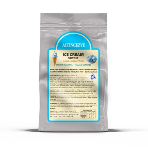 Dondurma Tozu İtalyan Karameli 1.300 Gr - (5L Süt) ürün görseli 1