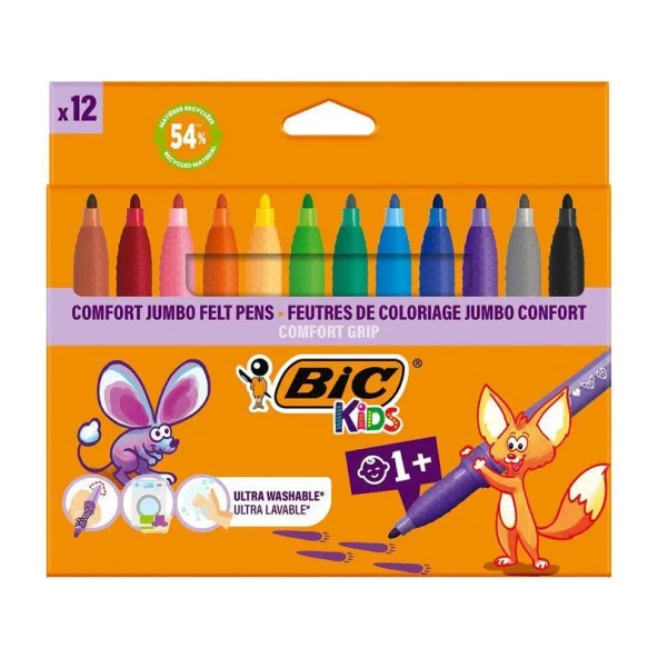 Bic Keçeli Kalem Comfort Jumbo 12 Renk Keçeli Boya Kalemi ürün görseli 1