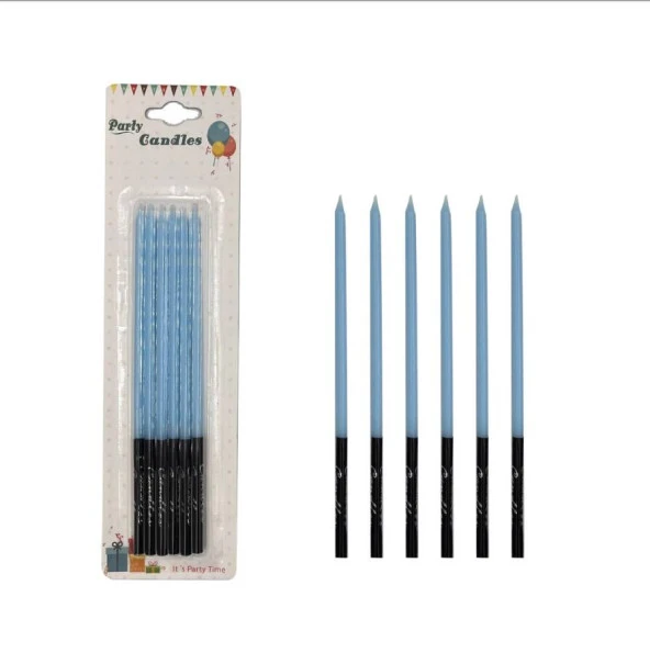 Kalem Model Makaron Mavi Mum 15 cm 6 lı ürün görseli 1