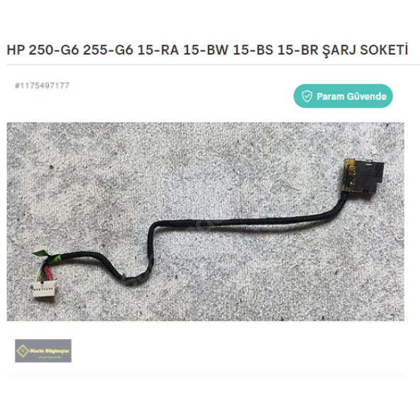 HP 250-G6 255-G6 15-RA 15-BW 15-BS 15-BR ŞARJ SOKETİ SORUNSUZ ürün görseli 1