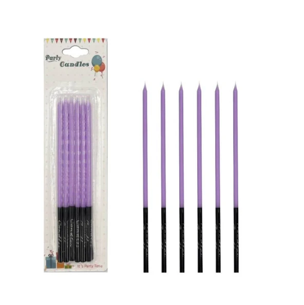 Kalem Model Makaron Lila Mum 15 cm 6 lı ürün görseli 1