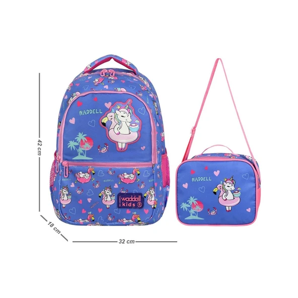 Waddell Unicorn Desenli Lisanslı İlkokul Çantası Beslenme Çantalı 24205 ürün görseli 1