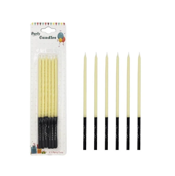 Kalem Model Makaron Sarı Mum 15 cm 6 lı ürün görseli 1