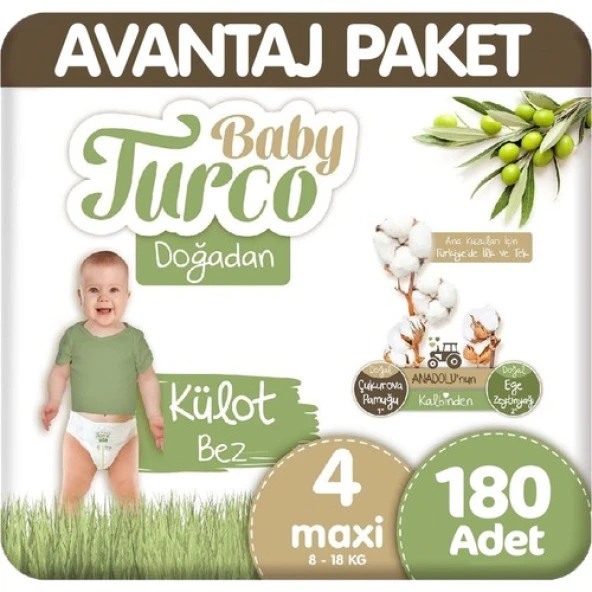 Baby Turco Doğadan Avantaj Paket Külot Bez 8-18 Kg 4 Beden 180'Li ürün görseli 1