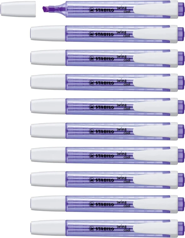 Stabilo Fosforlu Kalem Swing Cool Eflatun Fosforlu İşaretleme Kalemi (10 Lu Paket) ürün görseli 1