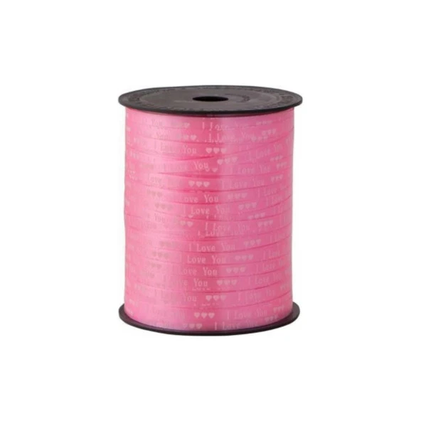 Vagon Rabant (Rafya) 5 MM x 200 Metre Pembe I Love You Yazılı Rafya ürün görseli 1