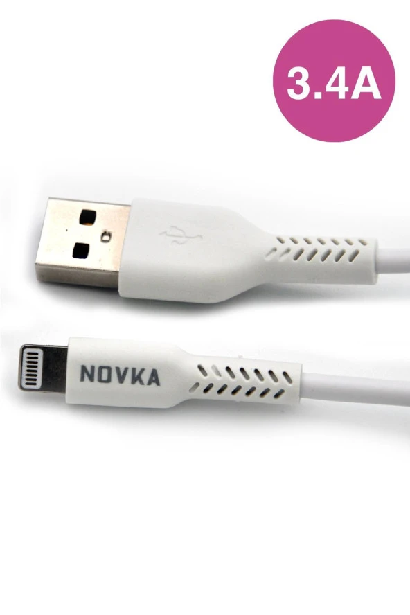 Apple Iphone Uyumlu 3.4 A Lightning & USB Data ve Şarj Kablosu 1 Metre Beyaz Tüm Modellerle Uyumlu ürün görseli 1