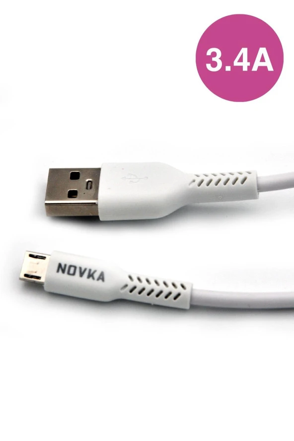 Micro & USB 3.4 A Şarj ve Data Kablosu 1 Metre Beyaz Samsung Huawei Modellerle Uyumlu ürün görseli 1