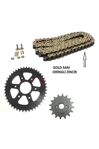 Ktm Duke 390 Zincir Dişli Seti Oringli Gold Sarı Zincir 2013-2020 Uyumlu  ARASMOTO ürün görseli 1