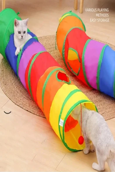 Düz Kedi Tüneli Katlanır Gökkuşağı Uzun Düz Kedi Köpek Oyun Tüneli Evcil Hayvan Oyun Tüneli ürün görseli 1