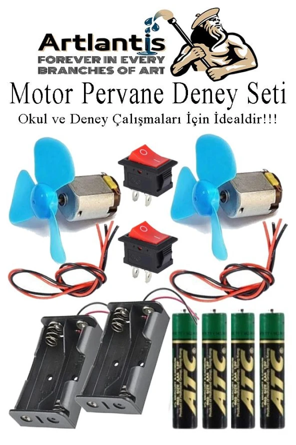 Motor Deney Seti 1 Paket Pervane Dc Motor Anahtar Pil Yatağı Pil İletken Kablo Okul Sınıf Deney Malzemesi ürün görseli 1