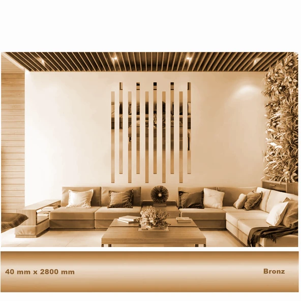 40 mm x 2800 mm Bronz Sibu Aynalı Pleksi Şerit Mobilya Süsü ürün görseli 1