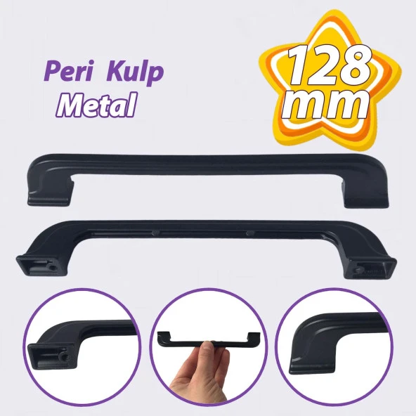 Peri Kulp 128 mm Siyah Mutfak Kulpu Çekmece Dolap Kapak Kulbu Metal  Mobilya Dolabı Kulpları ürün görseli 1
