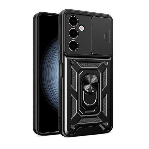 Vendas Samsung Galaxy A24 Kılıf Magnetik Standlı Kamera Korumalı Zore Sürgülü Vega Kapak ürün görseli 1