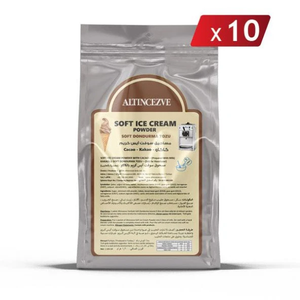 Soft Dondurma Tozu Kakaolu 1.300 Gr x 10 Adet - 5L (Süt) ürün görseli 1