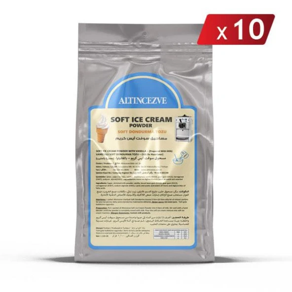 Soft Dondurma Tozu Vanilyalı 1.300 Gr x 10 Adet - 5L (Süt) ürün görseli 1