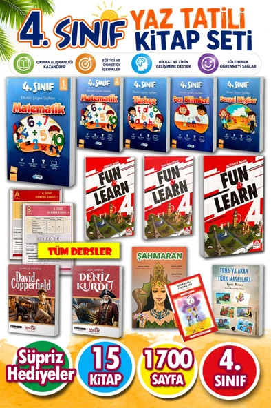 4.sınıftan 5.Sınıfa Geçenler için Tatil Kitabı Tekrar Seti - 13 Kitap ürün görseli 1