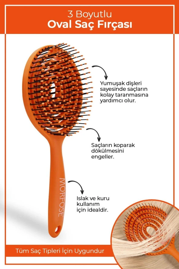 Morfose 3D Pro Üç Boyutlu Oval Saç Fırçası ürün görseli 1