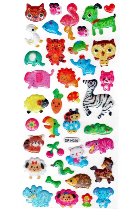 Işıltılı Sticker Kabartmalı Stiker Defter Planlayıcı Etiket (Dfh020)-18x9cm- Orman Hayvanları ürün görseli 1