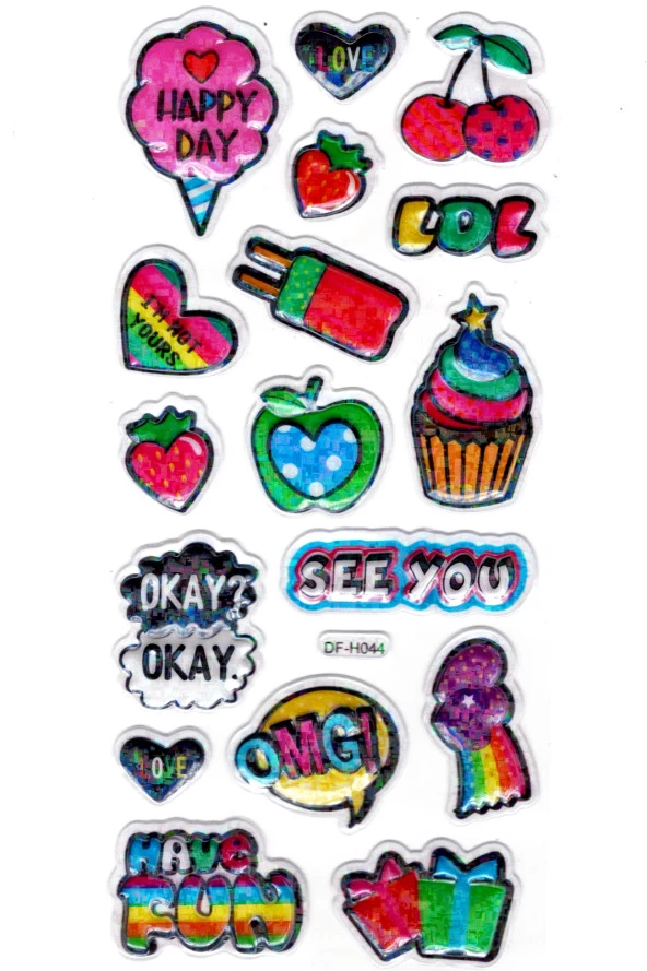 Işıltılı Sticker Kabartmalı Stiker Defter Planlayıcı Etiket (Dfh044)-18x9cm- Fun Cupcake ürün görseli 1