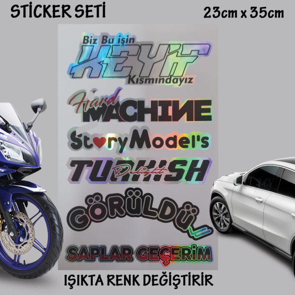 otomobil motosiklet cam uyumlu çoklu oto sticker - hologram etkili set çıkartma ürün görseli 1