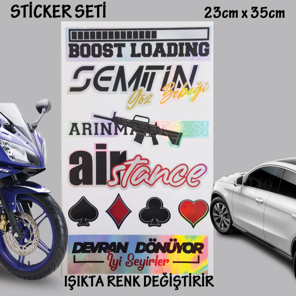 Arka cam otomobil motosiklet cam uyumlu çoklu oto sticker - hologram etkili set çıkartma ürün görseli 1