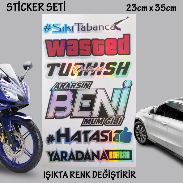 türkish sıkı tabanca otomobil motosiklet cam uyumlu çoklu oto sticker - hologram etkili set çıkartma ürün görseli 1