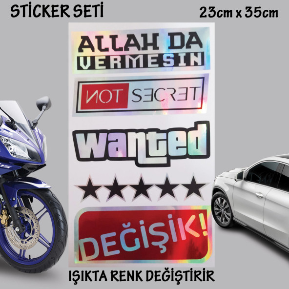 wasted hologram yazı otomobil motosiklet cam uyumlu çoklu oto sticker - hologram etkili set çıkartma ürün görseli 1